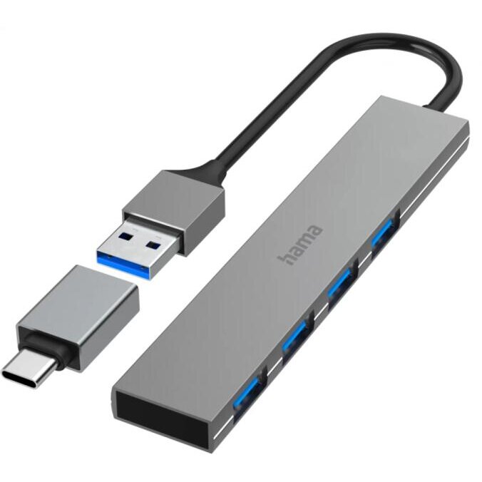 Oferte la Hub Extern 200141 4 Porturi USB 3.2 Gen1 5Gbps Ultra-Slim Adaptor USB-C Gri