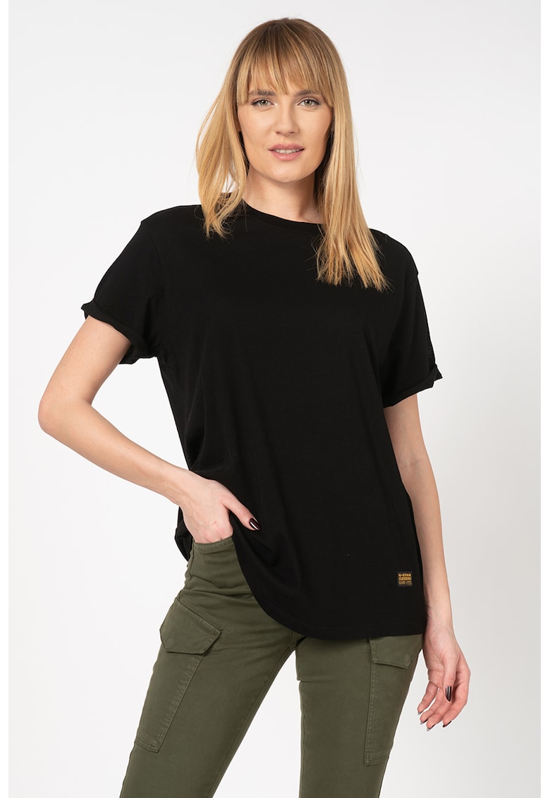 Oferte la Tricou lejer din bumbac organic Lash - Negru/Galben mustar