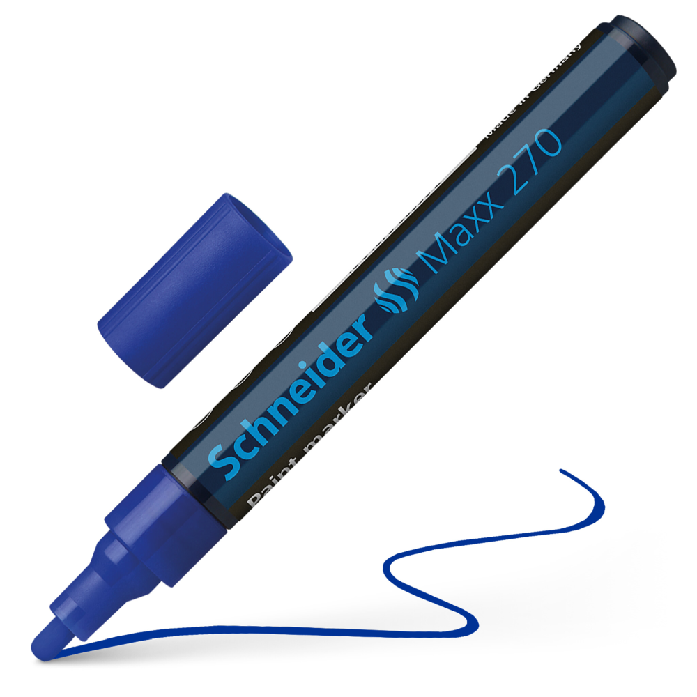 Oferte la Marker permanent Schneider 270, varf rotund, 3 mm, cu vopsea albastra