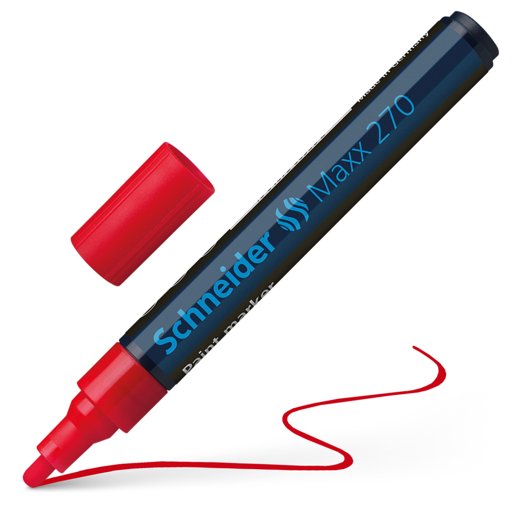 Oferte la Marker permanent Schneider 270, varf rotund, 3 mm, cu vopsea rosie