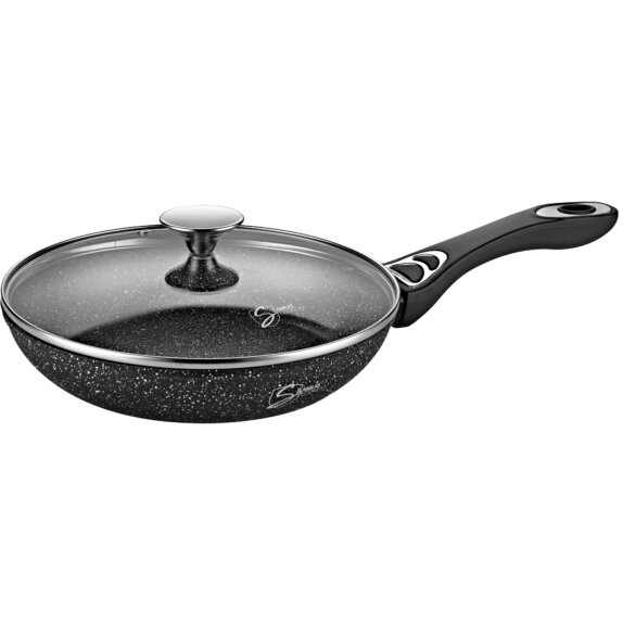 Oferte la Tigaie Antiaderenta VER281LFPB cu Capac Sticla 28CM Negru