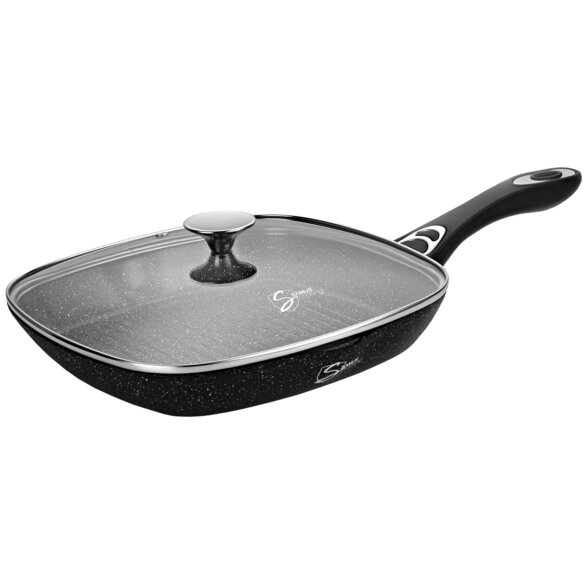 Oferte la Tigaie Grill Antiaderenta VER283LGPB cu Capac 28x28CM Negru