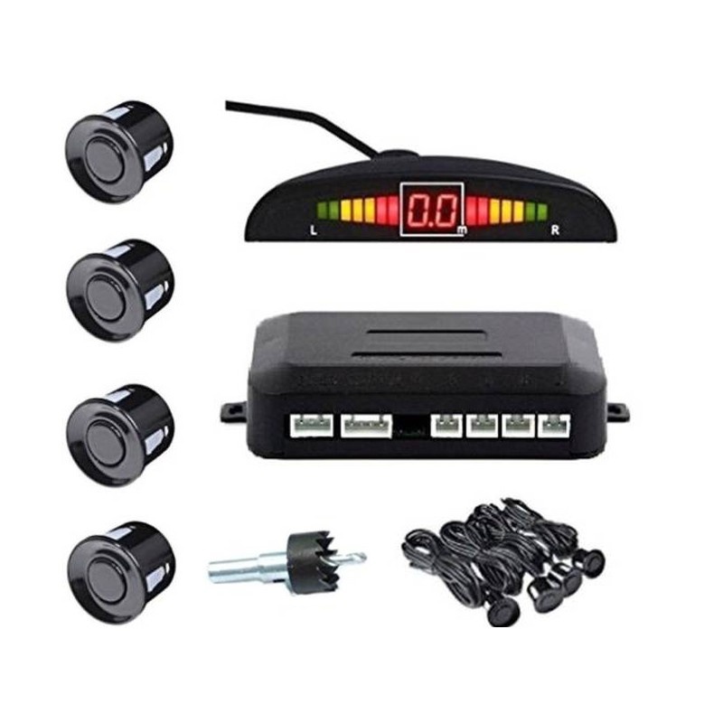 Oferte la Set Senzori parcare auto detector parktronic display radar monitor 4 senzori NEGRU