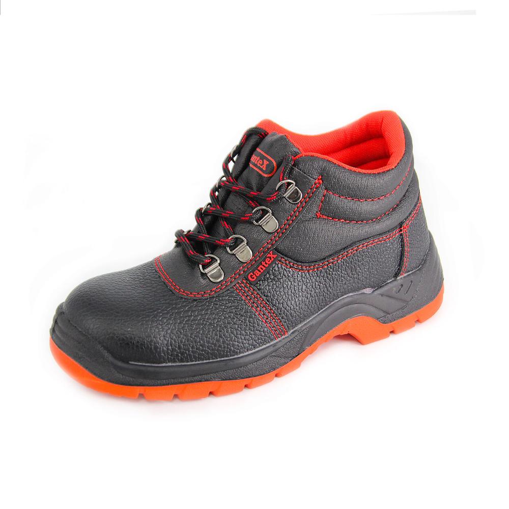 Oferte la Bocanci de protectie Gantex Bruno S3, bombeu si lamela metalica, piele naturala, talpa antiderapanta, impermeabili, negru + rosu, marimea 41