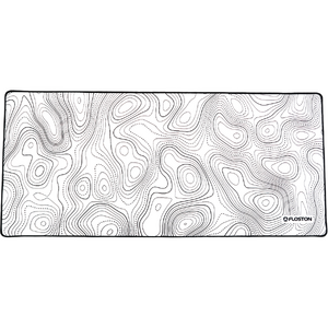 Oferte la Mousepad 90x40cm Baza Cauciucata Suprafata Textila Margini Cusute Topographic White