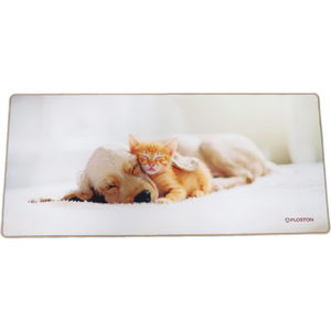 Oferte la Mousepad Pet Friends 90x40cm Baza Cauciucata Suprafata Textila Margini Cusute Bej