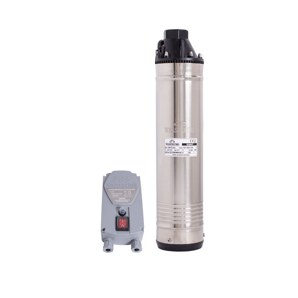 Oferte la Pompa submersibila periferica Wasserkonig SI4847 diametru 4 putere 1100 W debit 2820 l/h inaltime refulare 48 m