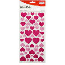 Oferte la Set Accesorii Creatie Stickere Buretate Inimi Glitter 57 buc Diferite Marimi Roz