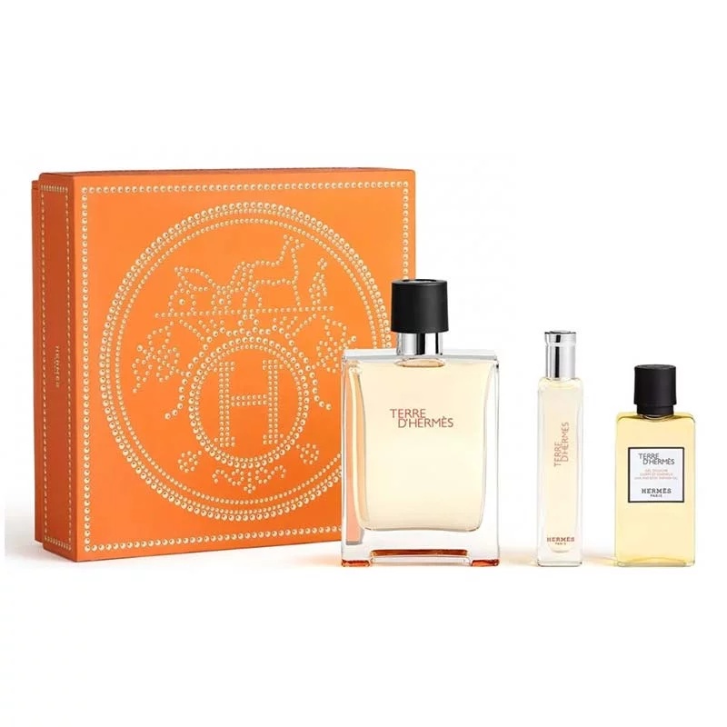 Oferte la Set cadou Terre D'Hermes, Barbati, Apa de Toaleta, 100 ml + Gel de dus pentru par si corp 40 ml + Apa de Toaleta, 15 ml