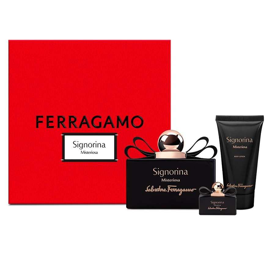 Oferte la Set Cadou Salvatore Ferragamo Signorina Misteriosa, Femei, Apa de Parfum, 100 ml + Lotiune de Corp, 50 ml, Apa de Parfum, 5 ml