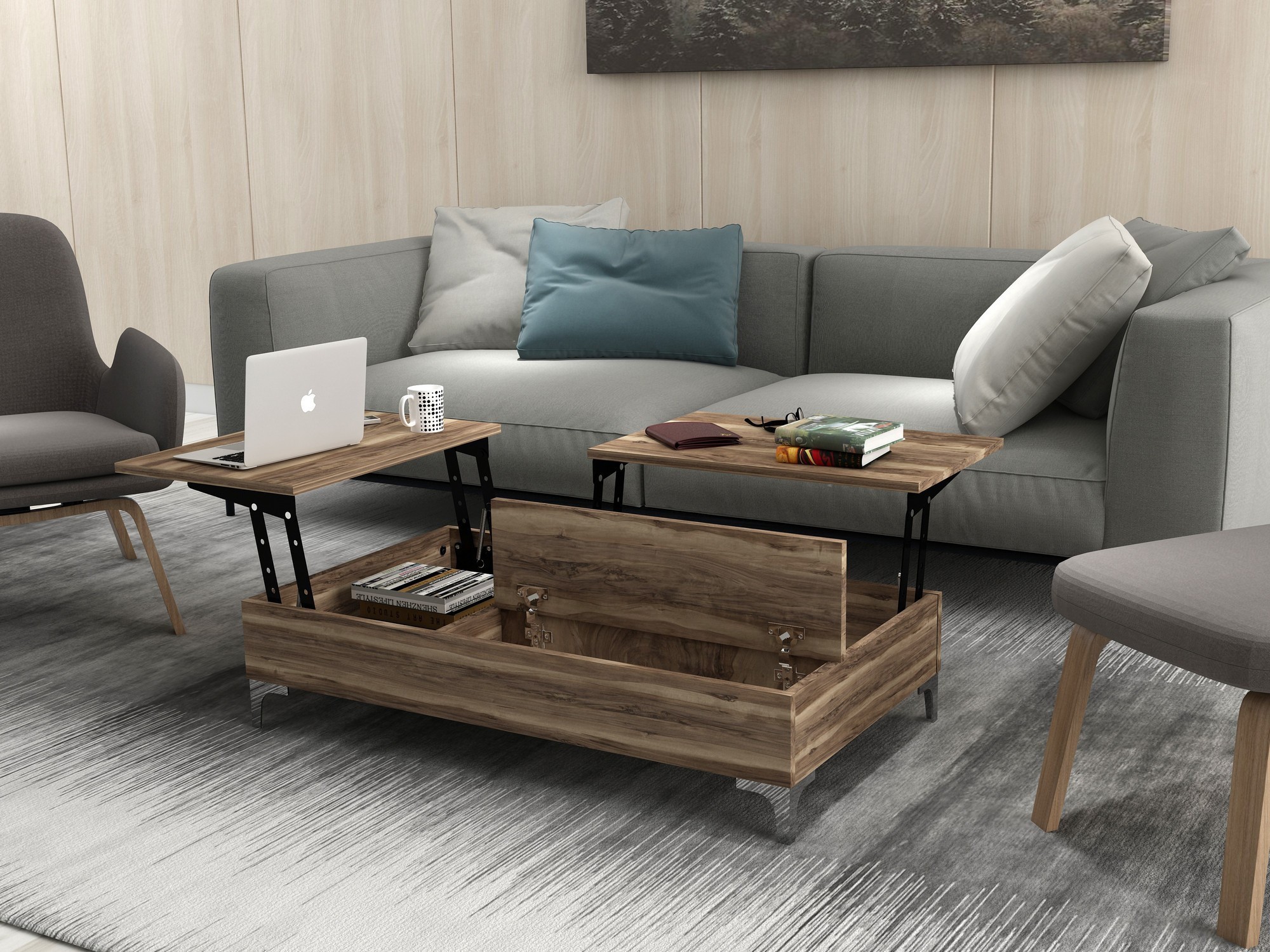 Masa Cafea Cu Spatiu Depozitare 121 X 28 X 69.2 Esinti - Walnut