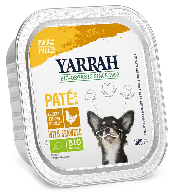 Oferte la Hrana umeda bio pentru caini, pate cu pui si alge marine, 150g Yarrah