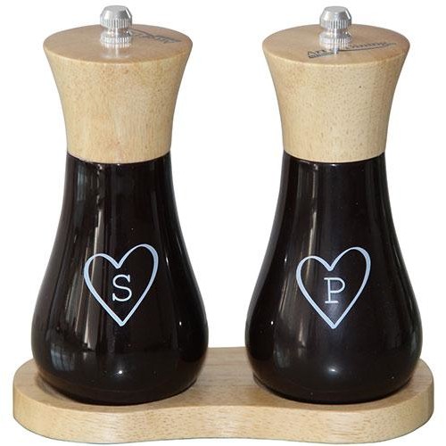 Oferte la Set 2 rasnite sare / piper 15 cm plus suport Maro