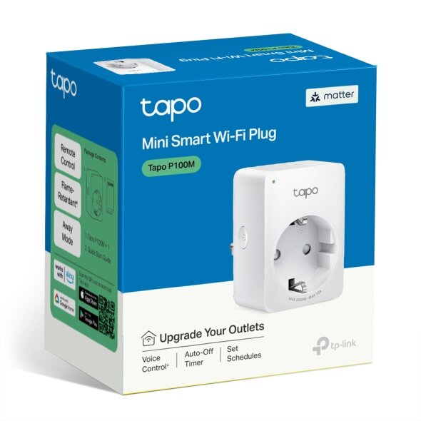 Oferte la Mini Priza Inteligenta Tapo P100M Certificare Matter 1x Schuko  Conectare prin Schuko (T) 10A Bluetooth Wi-Fi Alb