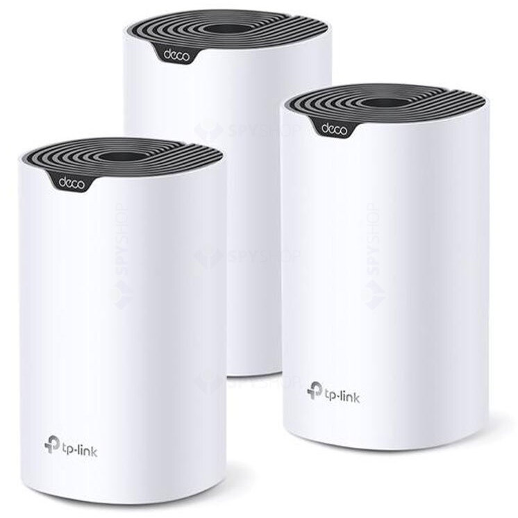 Oferte la Sistem Mesh Wi-Fi Deco S7 Format din 3 Unitati AC1900 Dual-Band Gigabit cu Acoperire in Toata Casa 1900Mbps  2.4 GHz | 5 GHz Alb/Negru