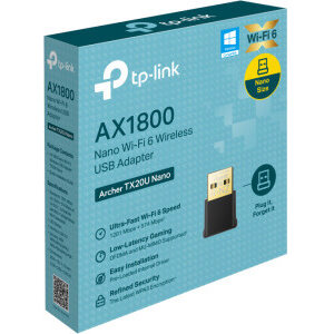 Oferte la Adaptor Wireless AX1800 Nano Wi-Fi 6 Extern 2.4GHz / 5GHz Port USB 2.0 1800Mbps Negru