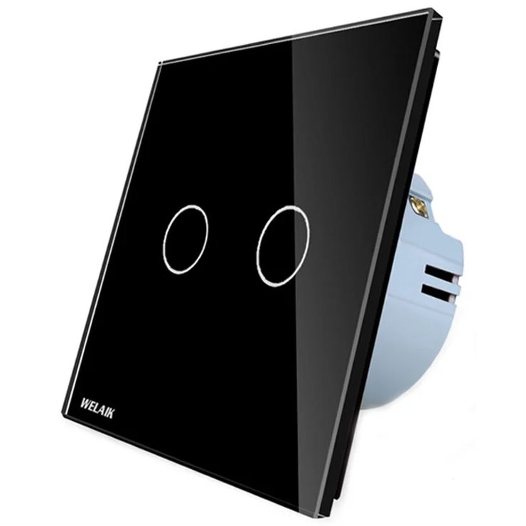Oferte la Intrerupator dublu cu touch Welaik panou din sticla A1921CB, negru