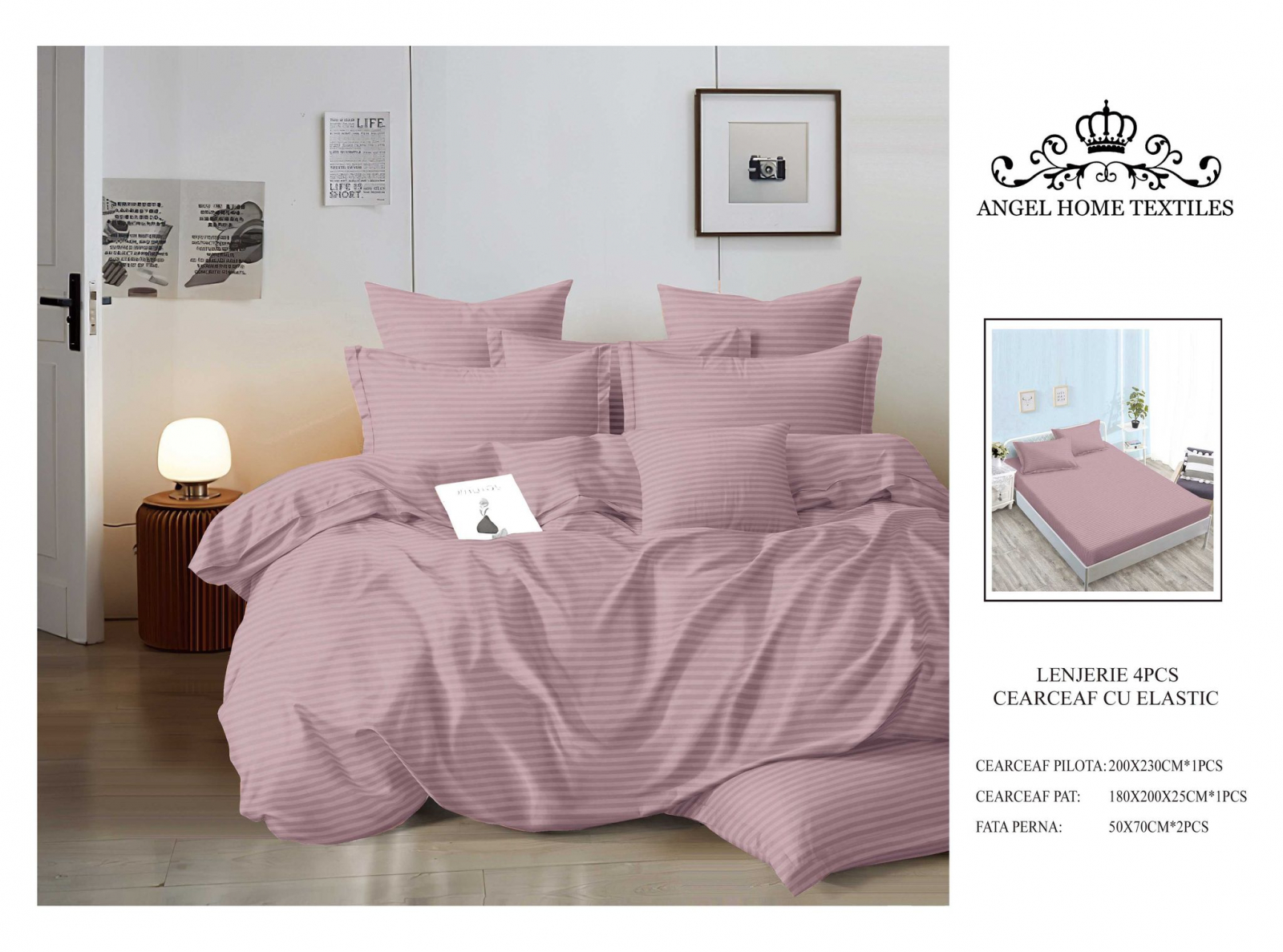 Oferte la Lenjerie damasc cu elastic