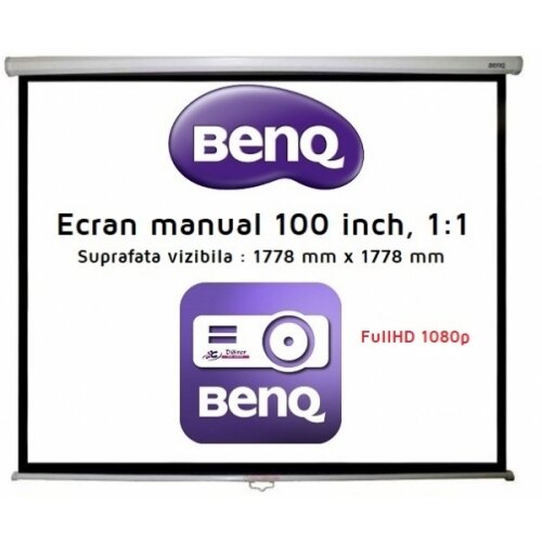 Oferte la Ecran De Proiectie Screen Projector 100inch 177.8 x 177.8cm 1:1 FullHD 1080p  Open/Close Manual