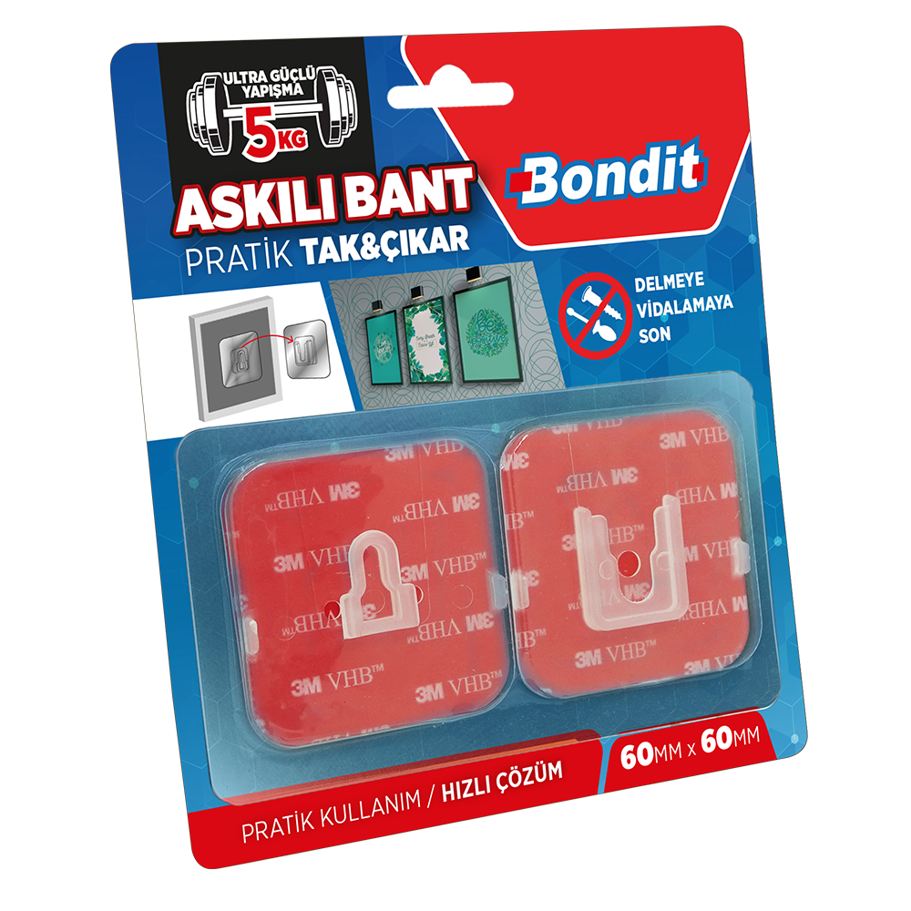 Oferte la Banda adeziva Bondit, tip carlig, detasabila, 60 x 60 mm