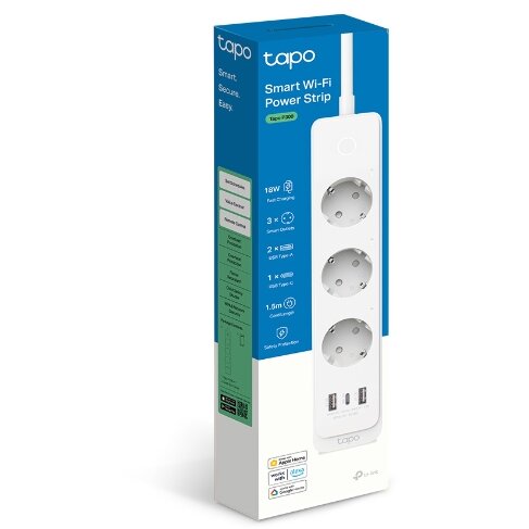Oferte la Prelungitor Inteligent Tapo P300 3x Schuko 2x USB 1x USB Type-C  BT / Wi-Fi Cablu 1.5M 10A Alb