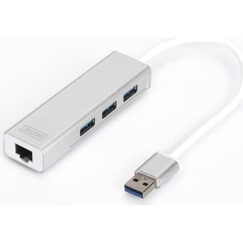 Oferte la Adaptor wireless USB 3.0 3-Port Hub with Gigabit LAN, USB Hub (White)