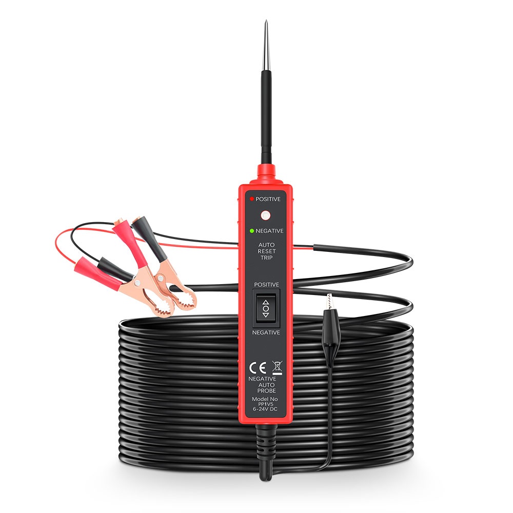 Oferte la Tester Multifunctional Techstar® Portabil pentru Circuite Auto 6V-24V DC cu Cablu de 5 metri, Protectie la Suprasarcina 8A și Test de Polaritate