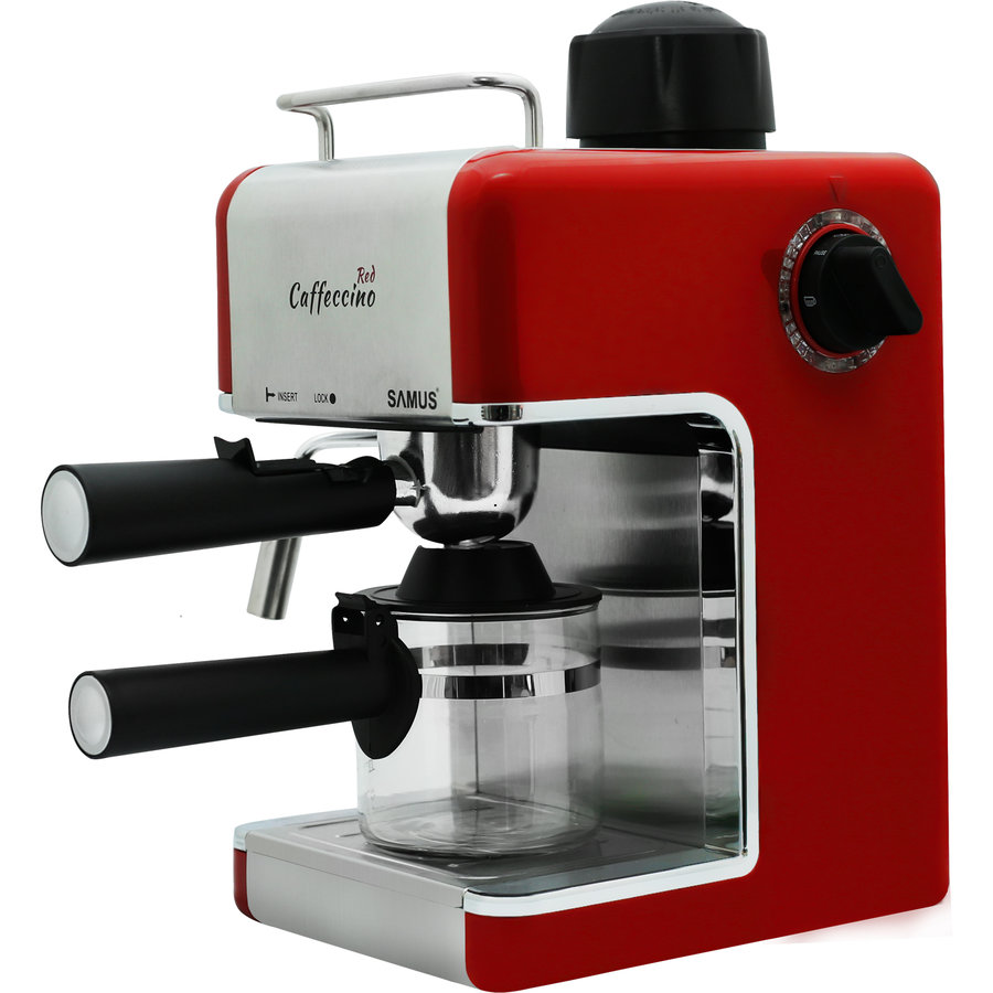Oferte la Espressor cafea Caffeccino Putere 800W Rezervor Apa 0.24l Dispozitiv Spumare Capacitate 4 Cesti Rosu