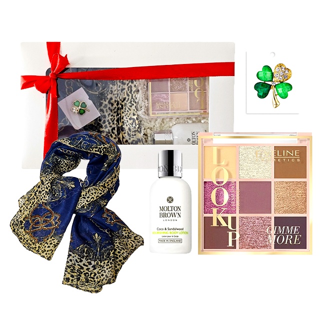 Oferte la Set Nocturna cu esarfa, Fard de pleoape Eveline Look Up, lotiune de corp si brosa martisor