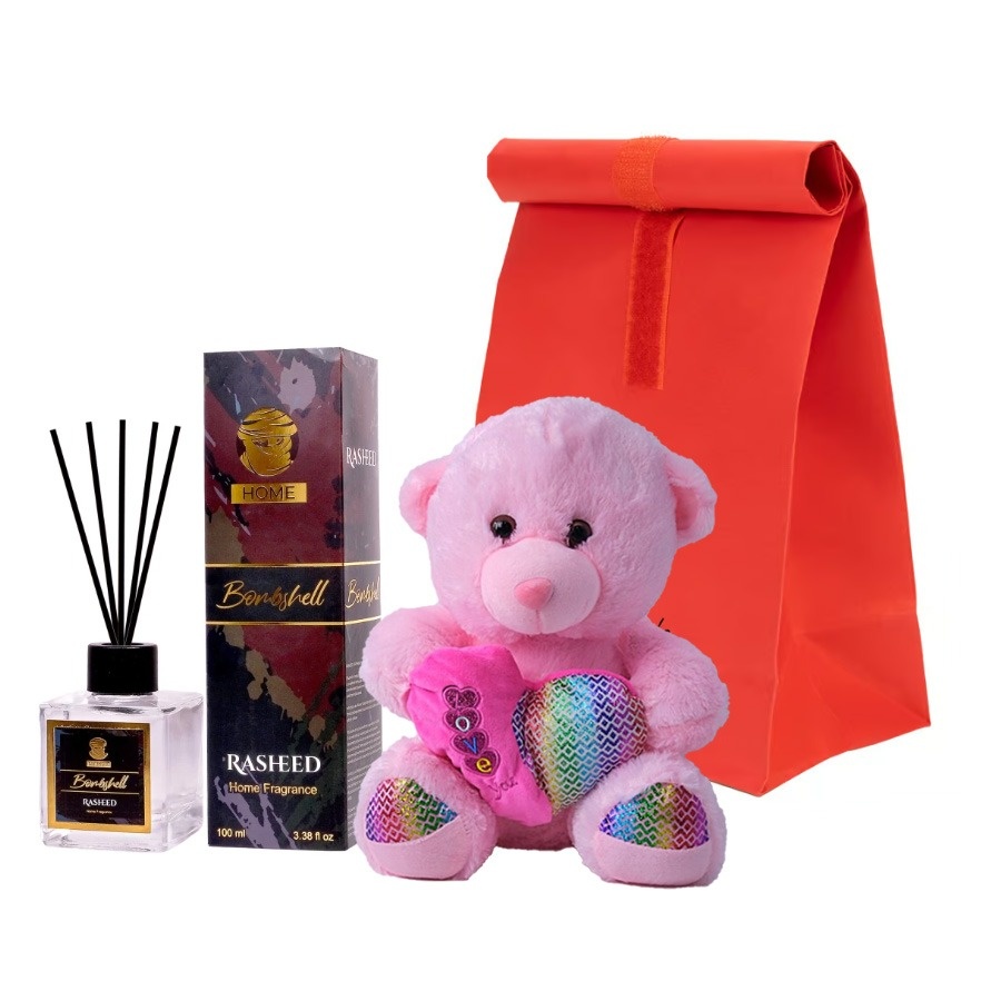 Oferte la Set Fluffume cu ursulet de plus si parfum camera in punga cadou