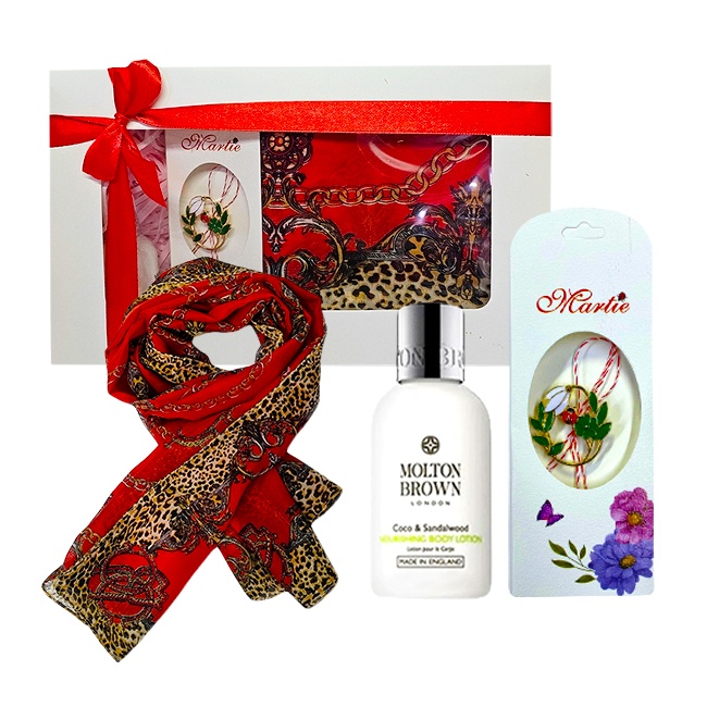 Oferte la Set Veloria esarfa, lotiune corp 30 ml, martisor brosa