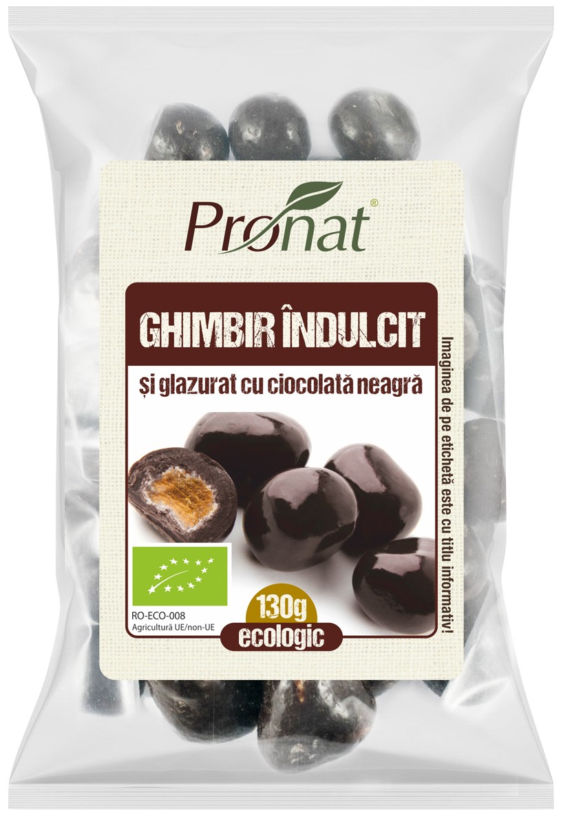 Oferte la Ghimbir bio indulcit si glazurat cu ciocolata neagra, 130g, Pronat