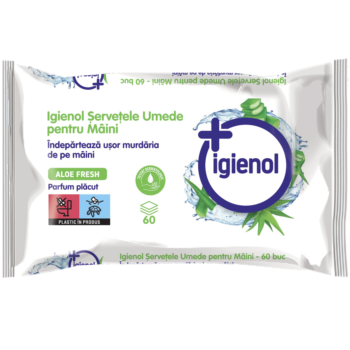 Servetele antibacteriene pentru maini Igienol,  galbenele, 60 buc
