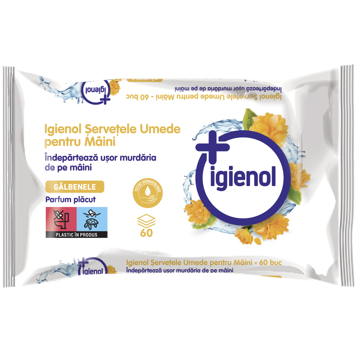 Oferte la Servetele antibacteriene pentru maini Igienol,  galbenele, 60 buc