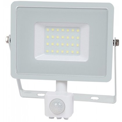 Reflector LED SMD 30W 6400K IP44 cu senzor miscare - alb V-TAC SKU-459