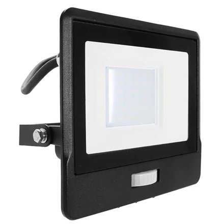 Reflector LED SMD 30W 6400K IP65 cu senzor miscare - negru V-TAC SKU-20288