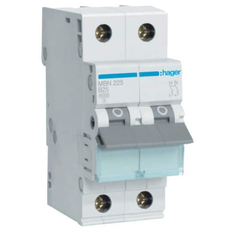 Siguranta automata 2P, 25A, 6kA, curba B Hager MBN225