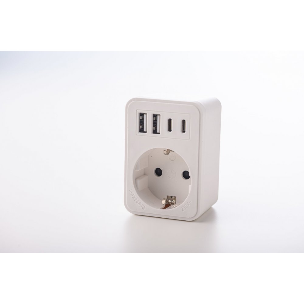 Oferte la Adaptor simplu 1xSchucko, USB 2xtipA+2xtipC Strohm SM-A-CGZB1U1