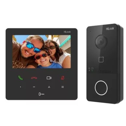 Oferte la Kit videointerfon IP 2.4GHz Hikvision HiLook VI-K46P, 2MP, touchscreen, IR 3m, ecran 4.3 inch, montaj aparent, PoE, slot card