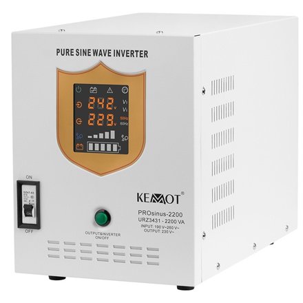 UPS centrale termice SINUS PUR 2200VA/1600W 12V KEMOT URZ3431, borne externe 12v