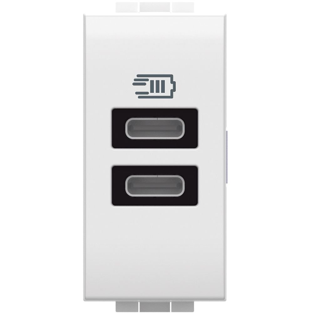 Incarcator Usb 2xtip C 5V 3A Bticino Living Light N4191CC, alb