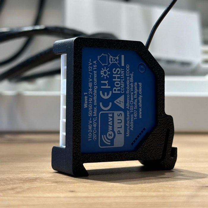 Oferte la Suport de Sina DIN pentru Shelly PLUS, inclusiv cu seria Quibino Z-Wave, material ignifug, negru