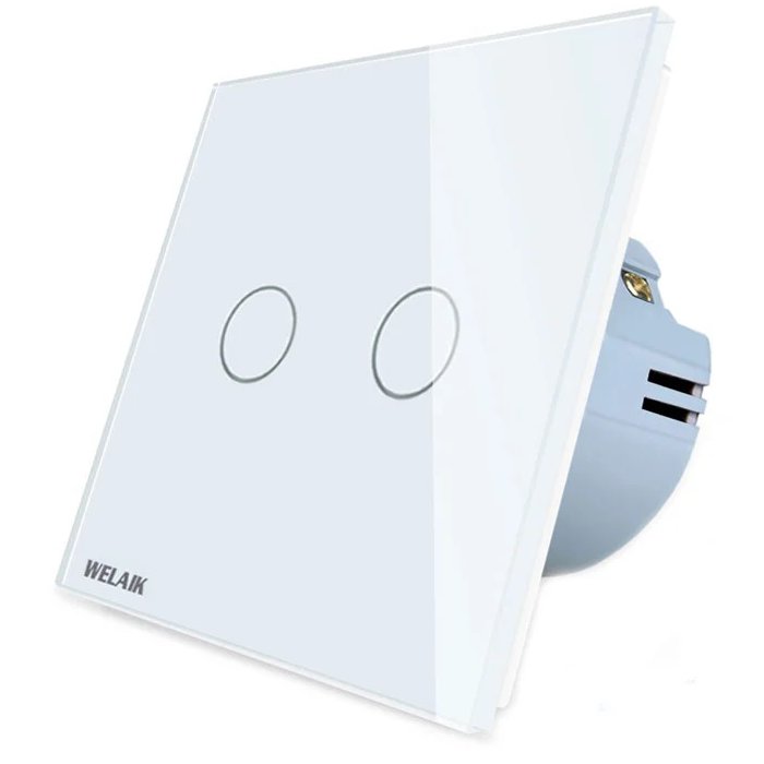 Oferte la Intrerupator dublu cu touch Welaik panou din sticla A1921CW, alb