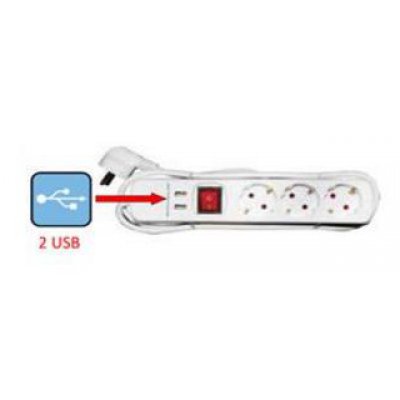 Oferte la Prelungitor cu intrerupator 3P 1.5m + 2 porturi usb Adeleq 31-156