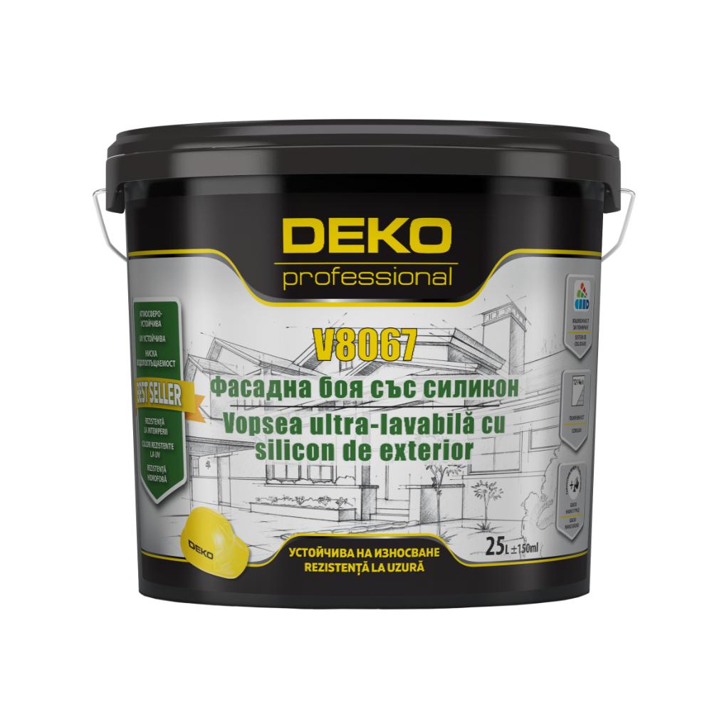 Vopsea ultralavabila cu silicon DEKO V8067, interior/exterior, alb, 25 l