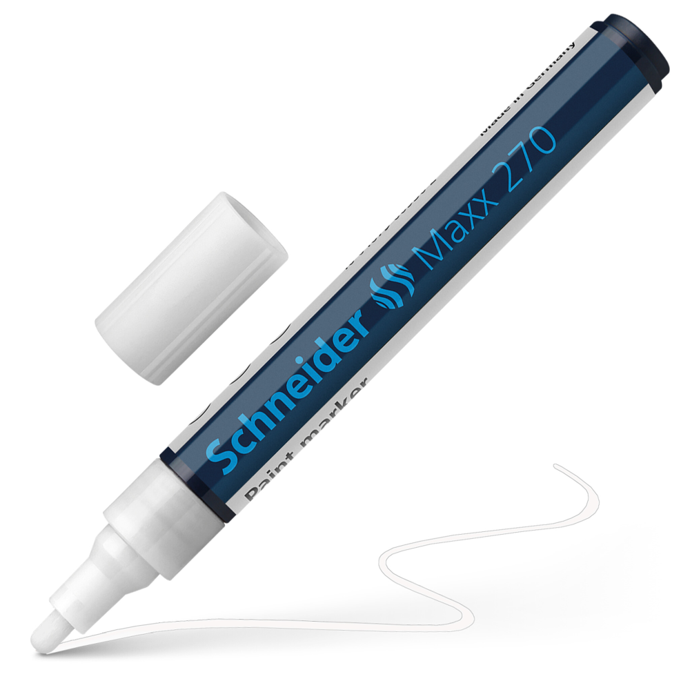 Oferte la Marker permananet Schneider, varf rotund 3 mm, cu vopsea alba 270