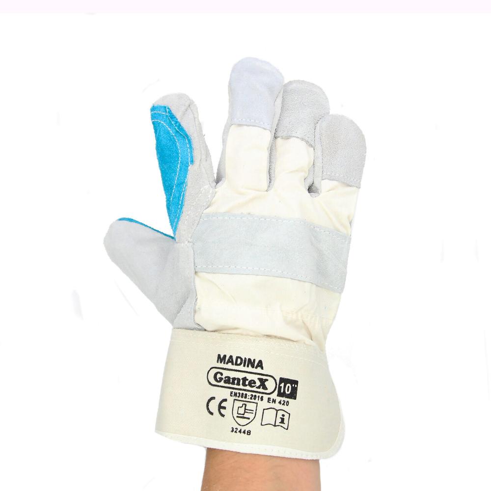 Oferte la Manusi protectie Gantex Madina, piele spalt si textil, toate sezoanele, unisex, gri deschis, marime universala, 25 cm