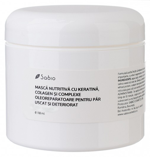 Oferte la Masca nutritiva pentru par uscat si deteriorat SABIO (Concentratie: Masca, Gramaj: 118 ml)