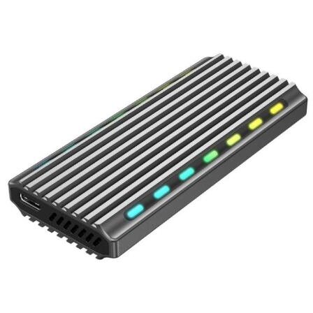 Oferte la Rack Extern pentru SSD M.2 S-ATA NGFF si  M.2 PCIe NVME Interfata PC USB 3.1 RGB LED Backlight Argintiu