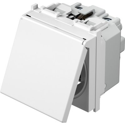 Modul Priza SCHUKO+capac 1P 16A ST IP20 alb, TEM Modul TEM-VM11PP-B